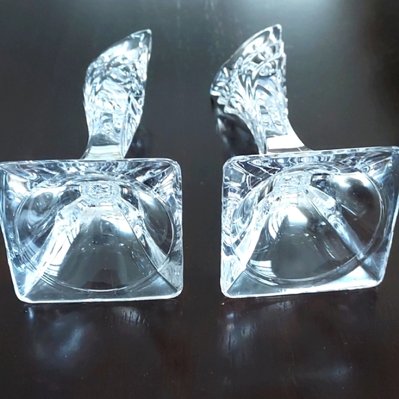 MIKASA Pair Art Deco 24% Lead Crystal Candlesticks 5.5" Tall - Picture 2 of 5